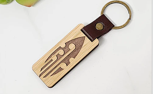 laser engraved bamboo keychain