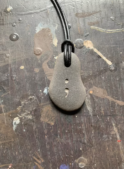 laser engraved stone necklace