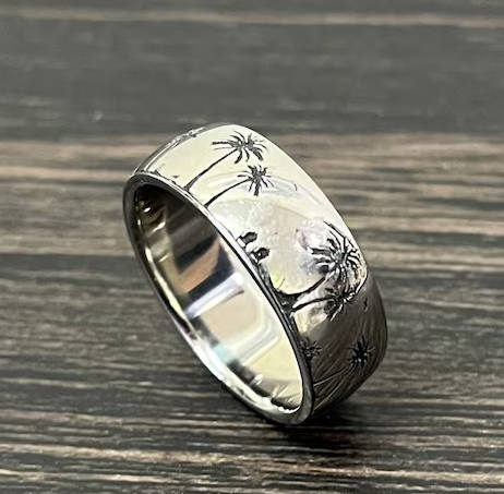 laser engraved titanium ring