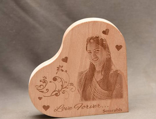 laser engraved photo on wood