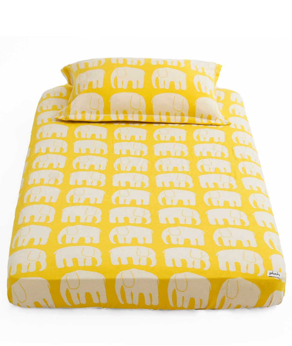 Elephant Yellow Cotton Knitted Cot Sheet & Pillow Set for Babies – Pluchi  Online