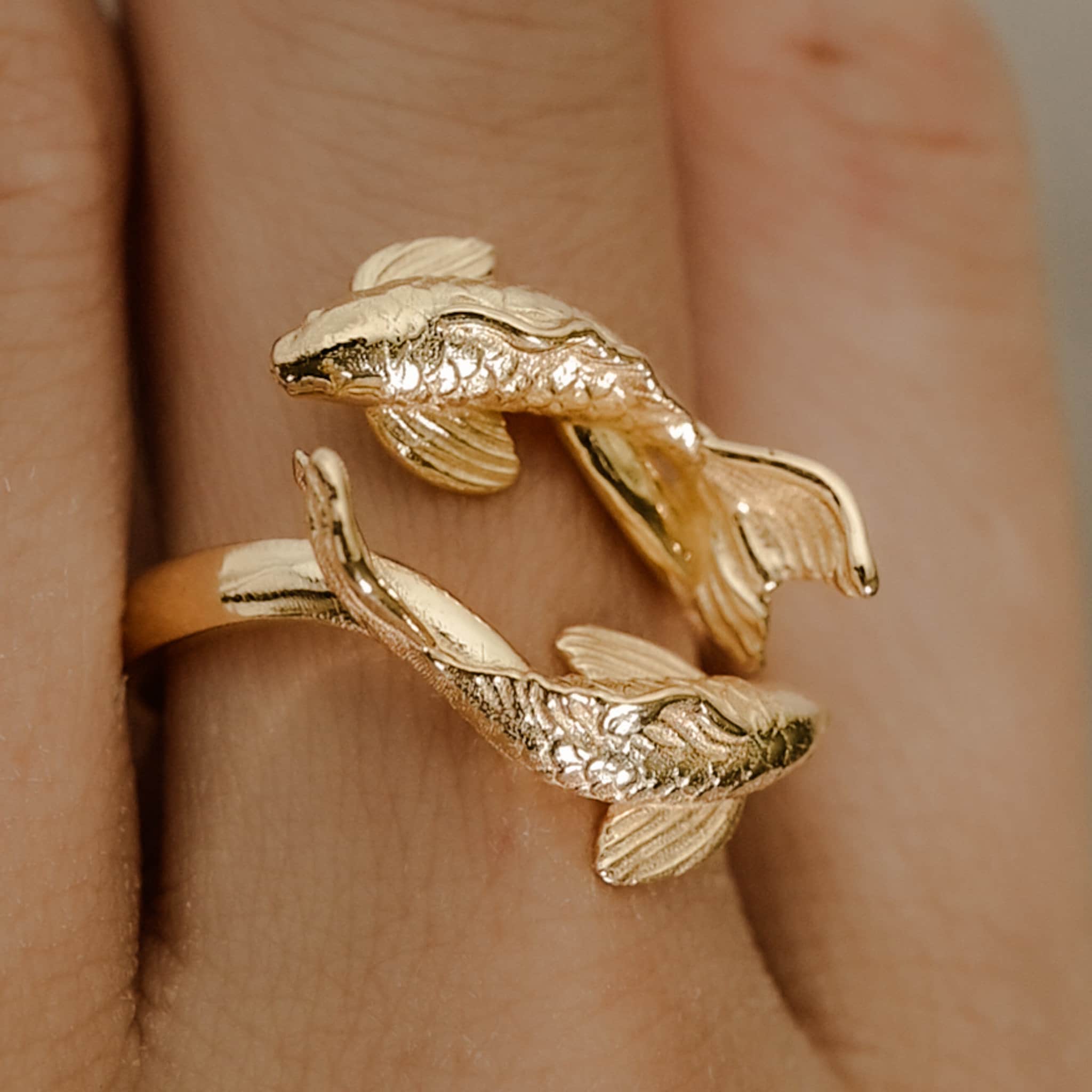 Koi Fish Ring | Japanese Ring, Y2K Jewelry, Adjustable Grunge Ring –  Present Realm