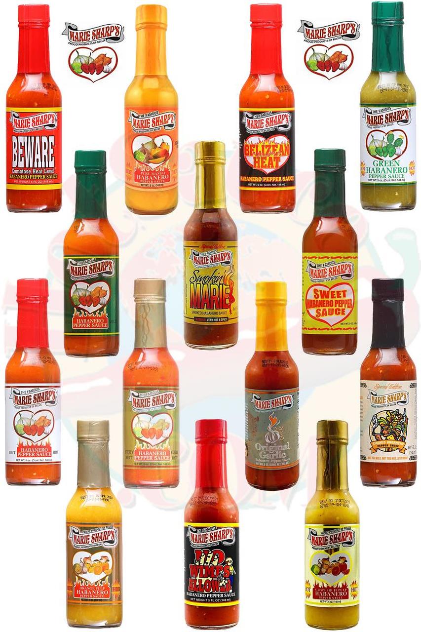 Marie Sharps Hot Sauce Collection 12 Bottles Caribbean Spice Belize 