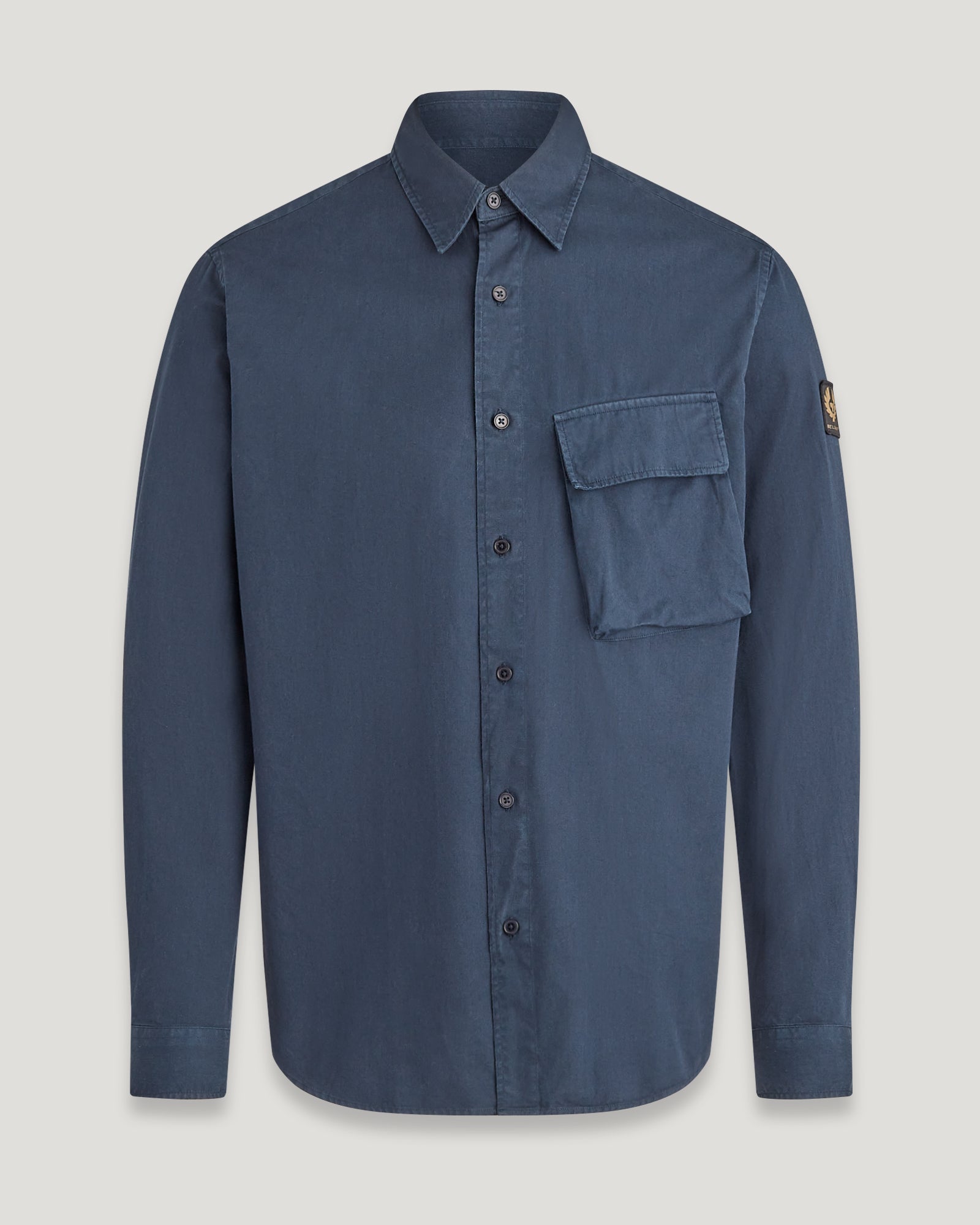 Men's Garment Dye Cotton Scale Shirt in Dark Ink | Belstaff UK