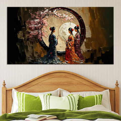 Japanese Woman Traditional Abstract Wall Painting – TheClickart