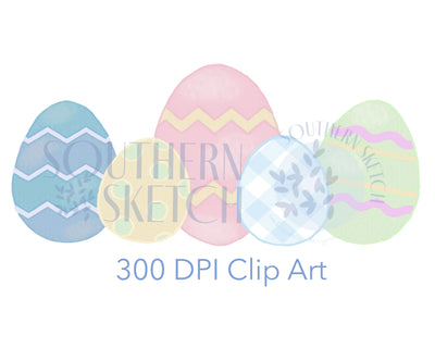 Pastel Easter Egg Watercolor .png Clip Art – Southern Sketch Designs