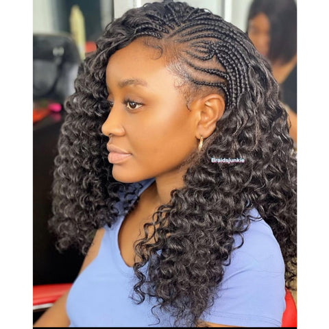 Lolah natural waves - side cornrows And wavy crochet 