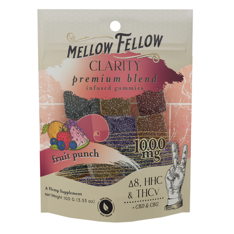 Mellow Fellow Clarity Premium Blend Infused Gummies with Fruit Punch Flavor