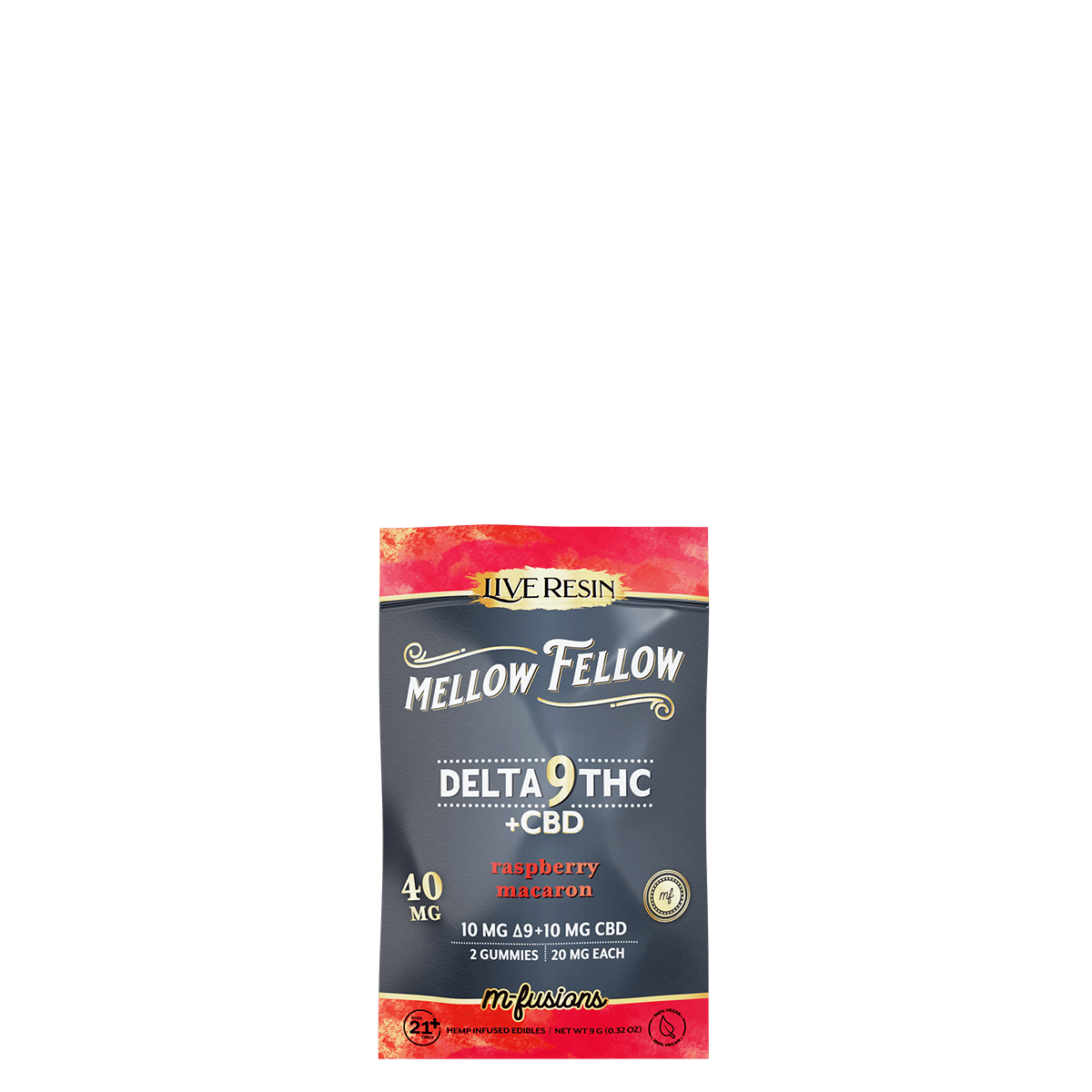 Delta 9 Live Resin Gummies 40mg 2 ct. - Raspberry Macaron