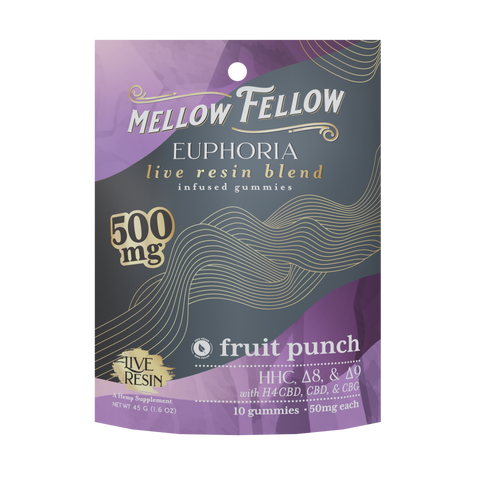 Bag of Mellow Fellow's Euphoria Blend Live Resin Gummies