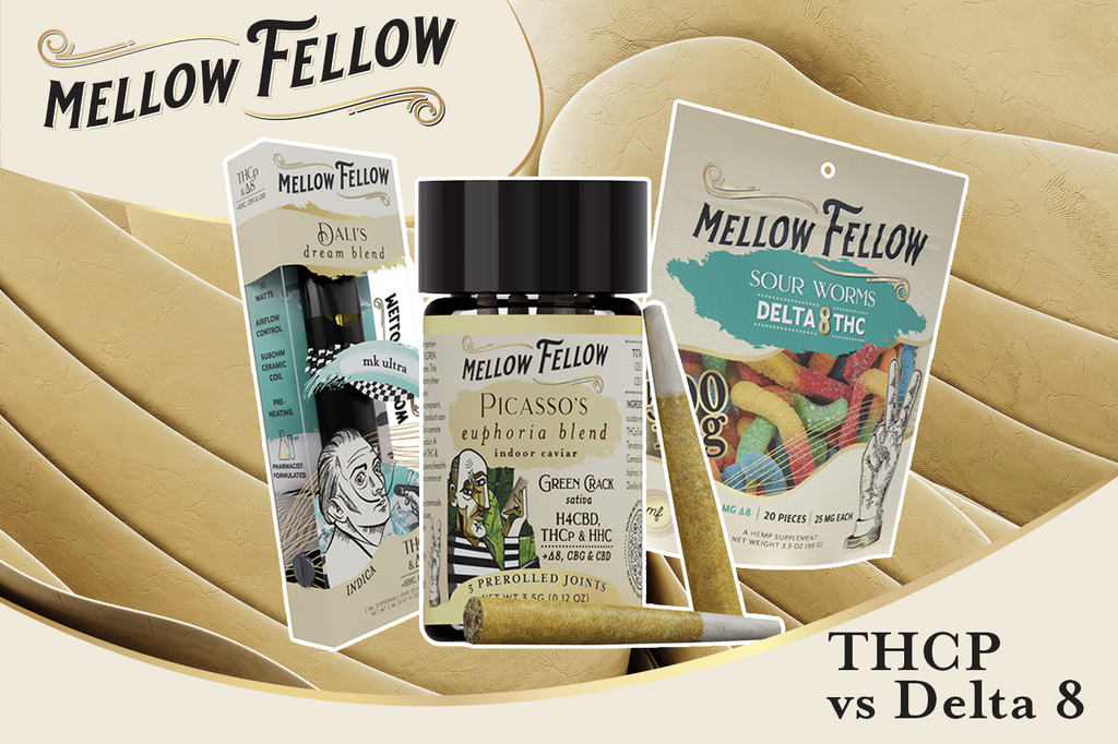 Assorted THCp and Delta 8 products from Mellow Fellow