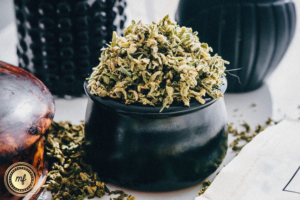 Cannabis flower in a jar