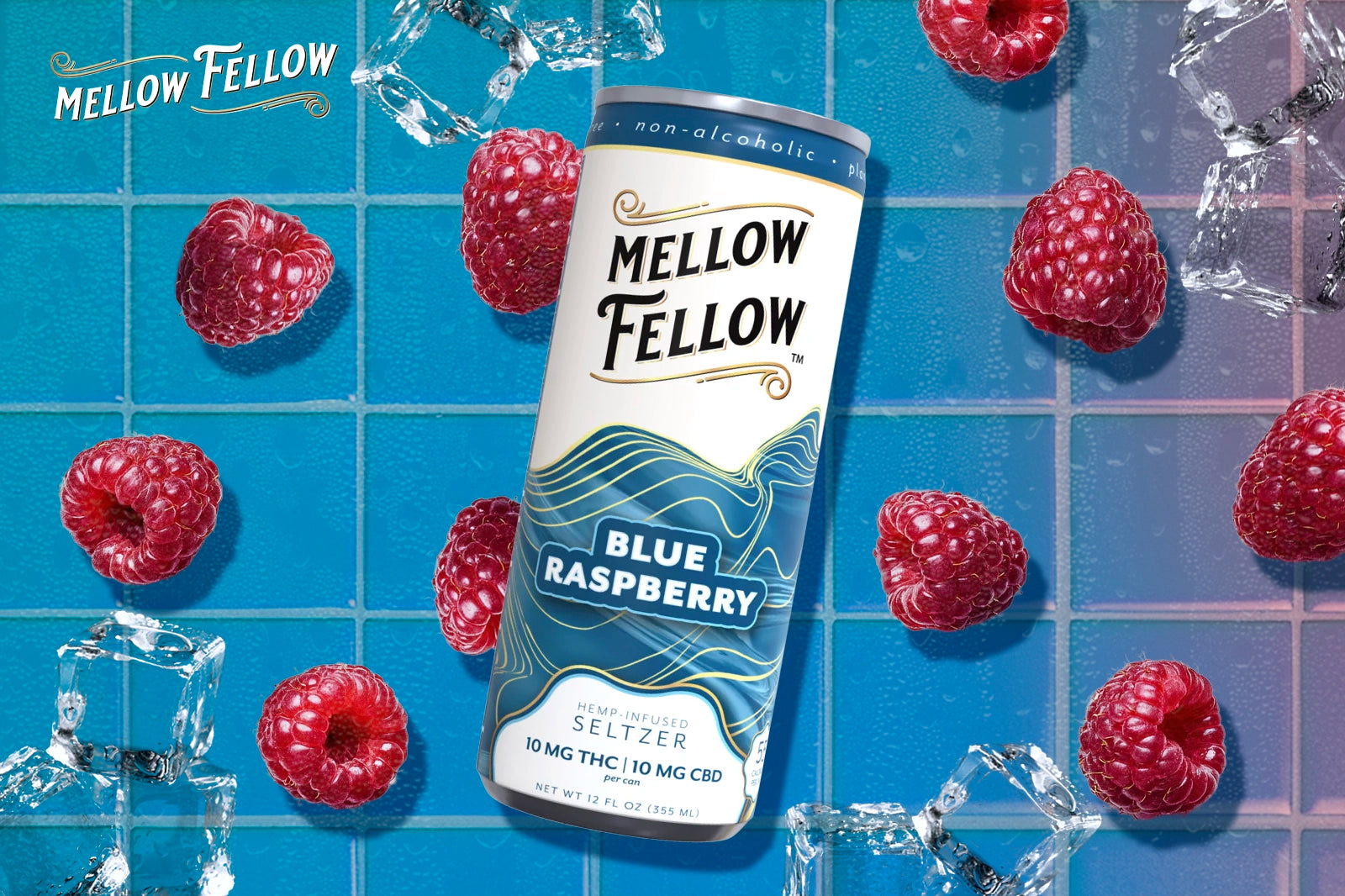 Mellow Fellow Blue Raspberry THC Seltzer