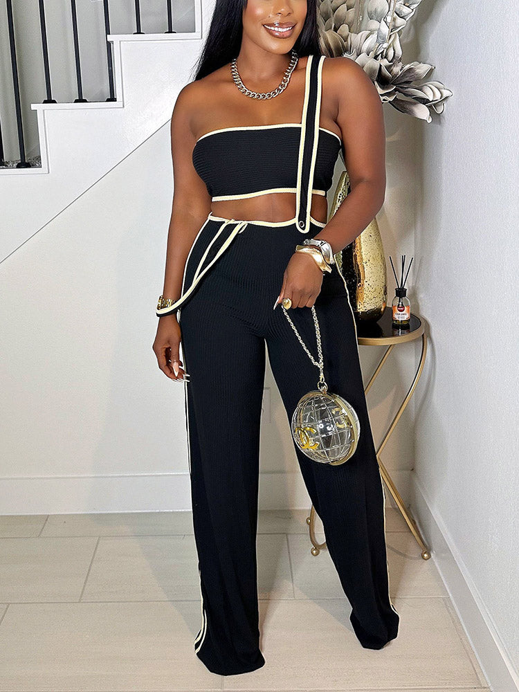 Tube Top Wide Leg Overall Set