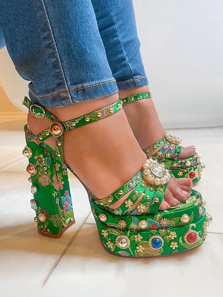 Gorgeous Gem Platform Heel Sandals