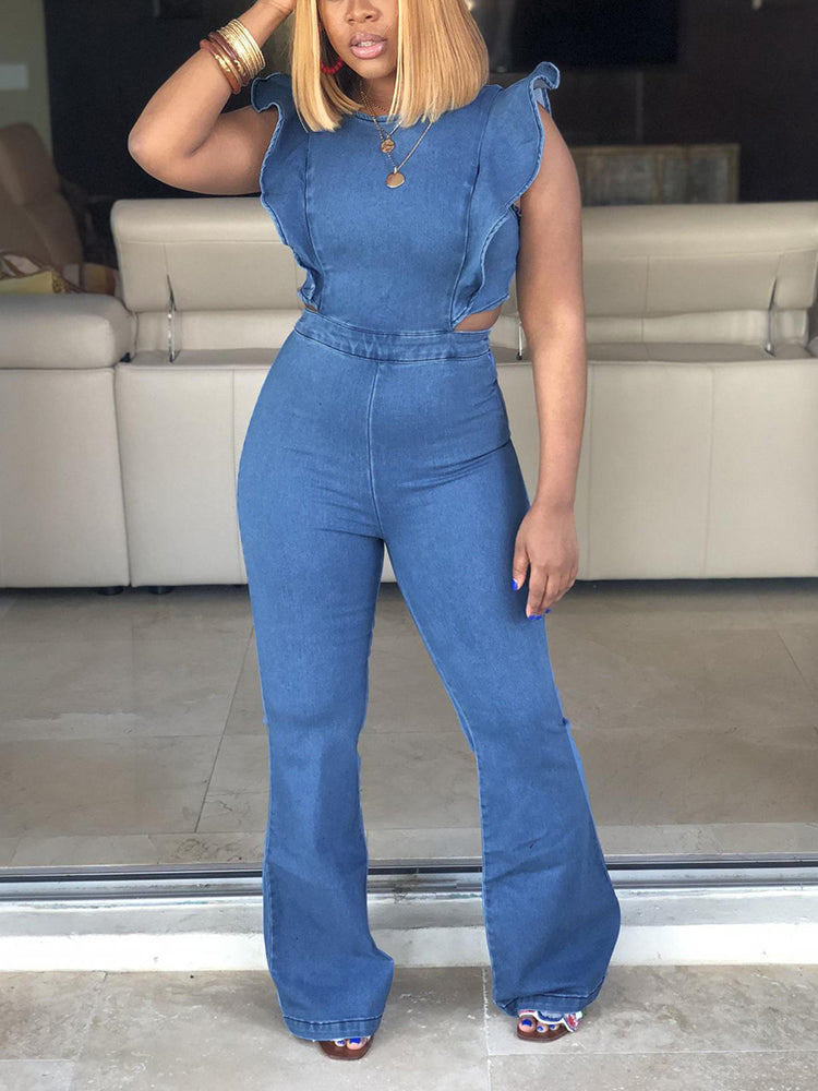 Ruffled Wide Leg Jumpsuit