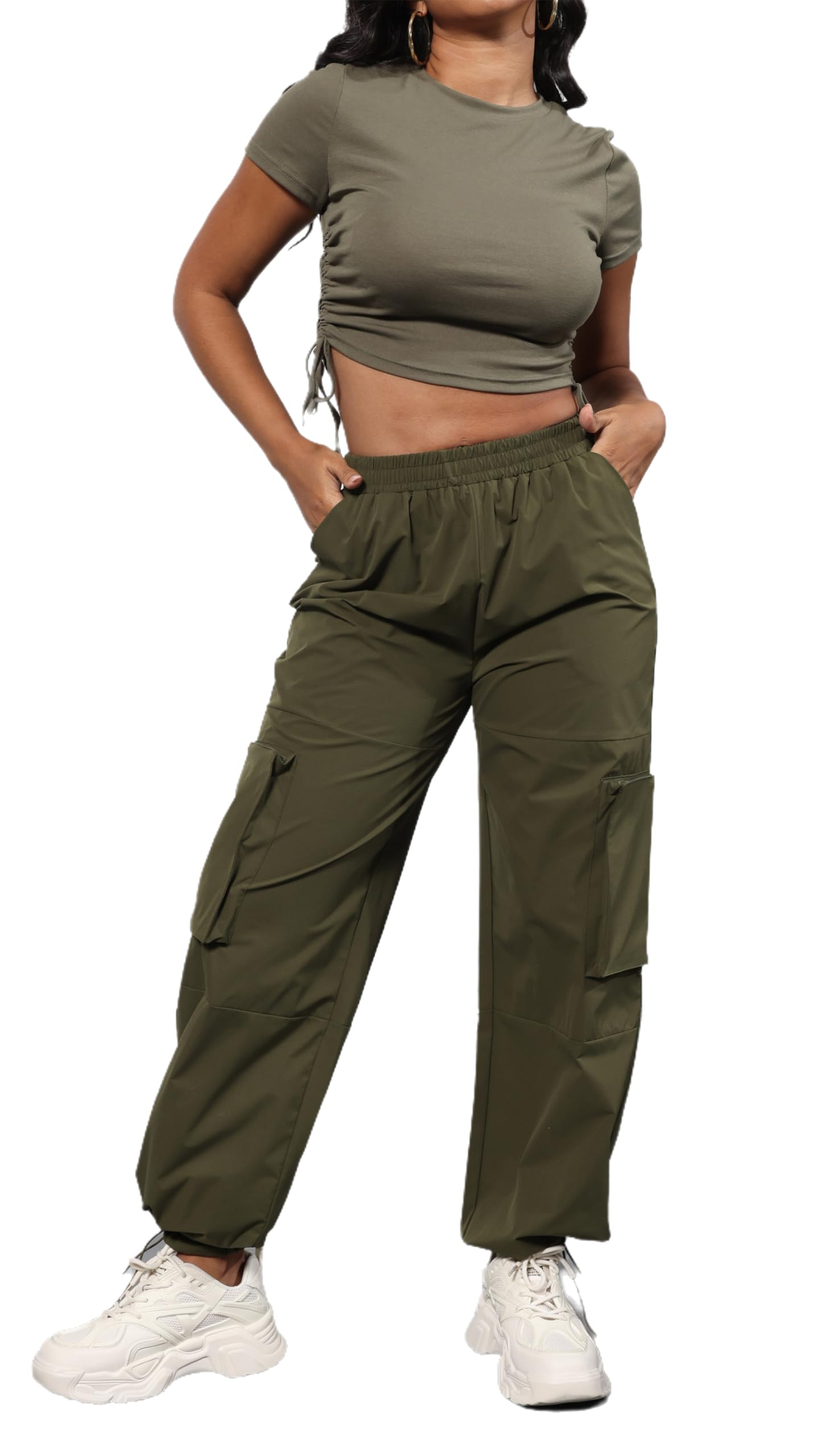 Crop Top Cargo Pants Set