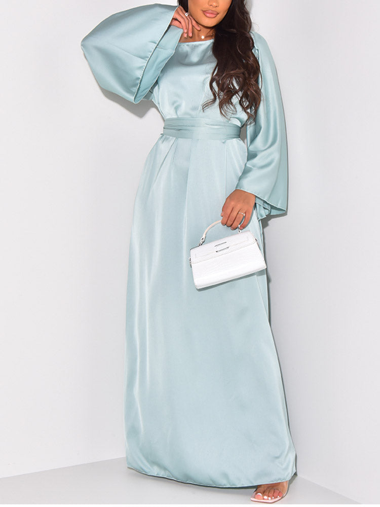 Satin Belted Maxi Dress