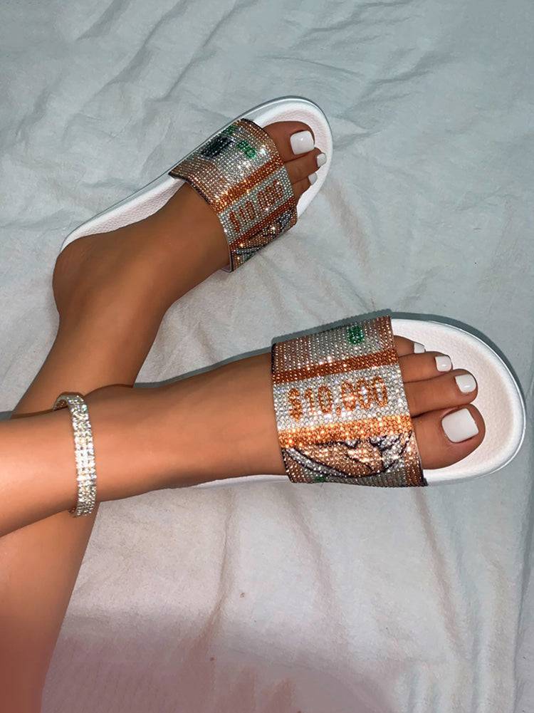 Rhinestone Dollar Slippers