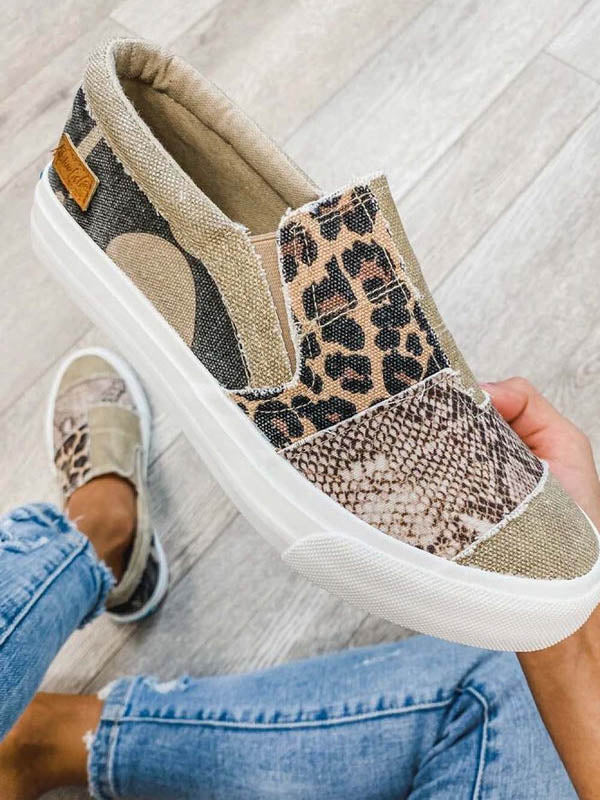 Snake Leopard Print Slip-on Canvas