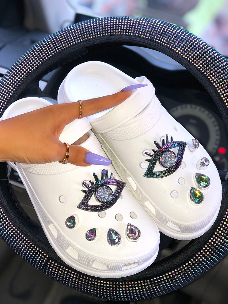 Rhinestone Evil Eyes Slides