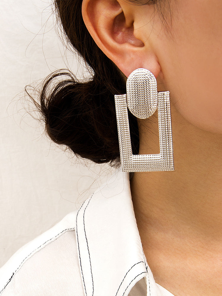 Square Dangling Hollow Earrings