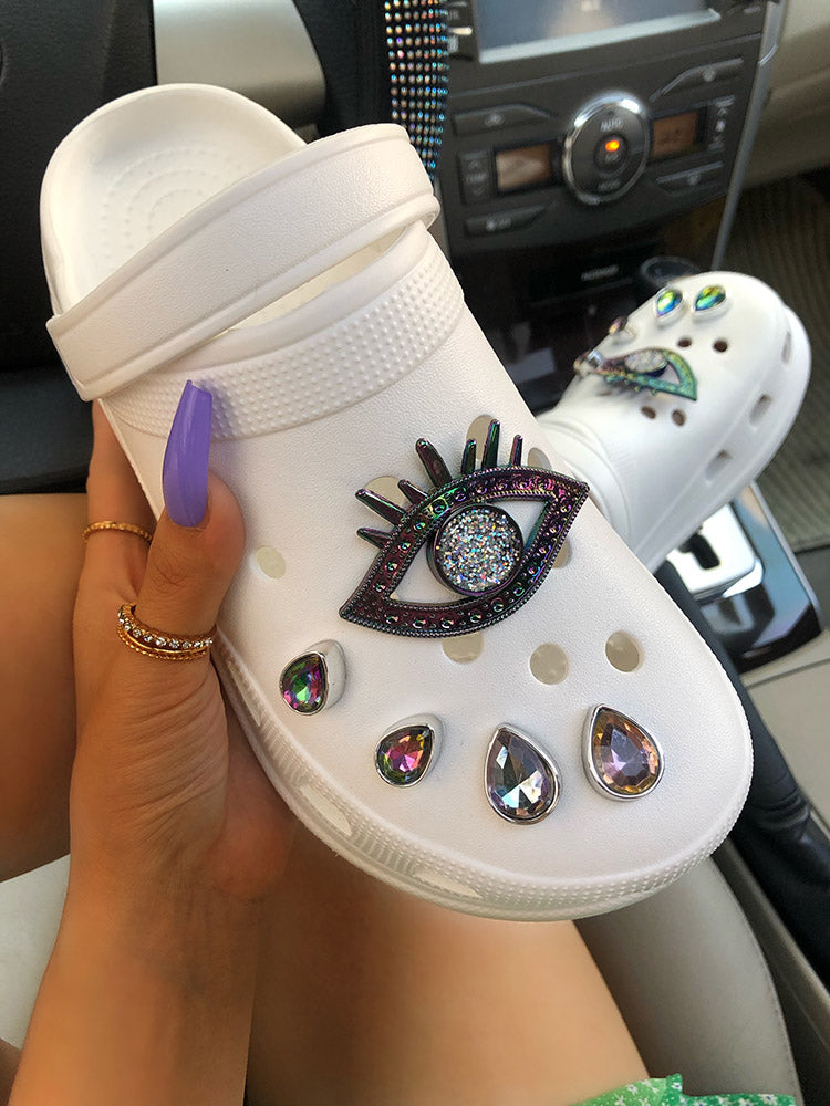 Rhinestone Evil Eyes Slides