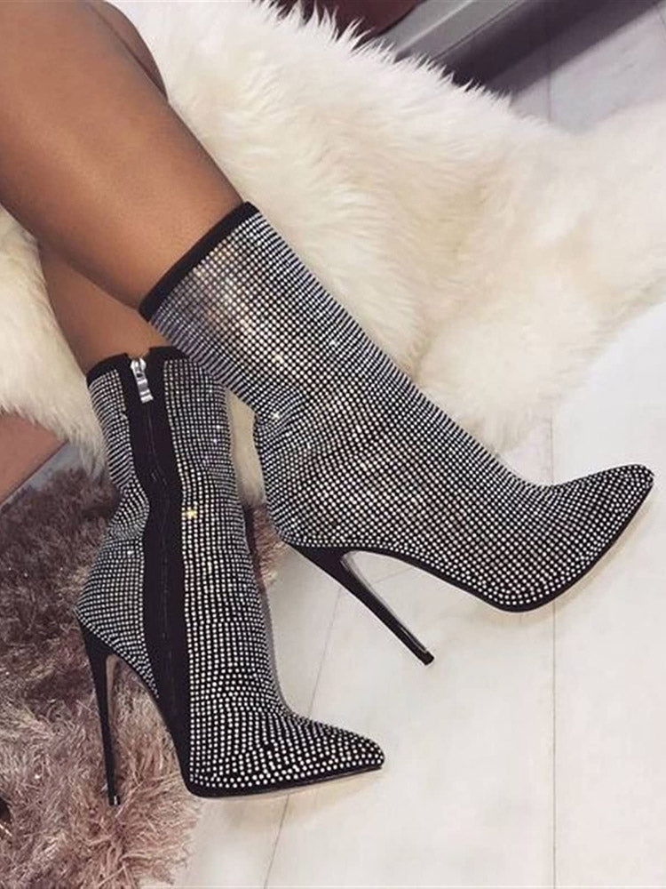 Rhinestone Pointed Toe Boots