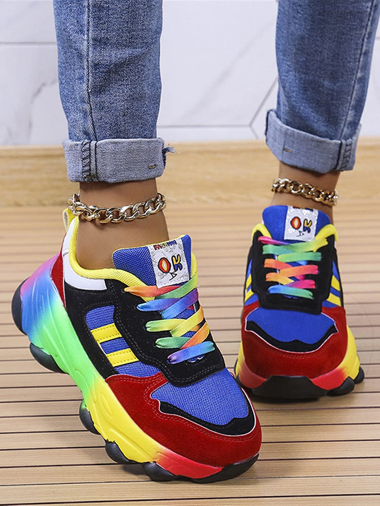 Rainbow Casual Lace-up Sneakers