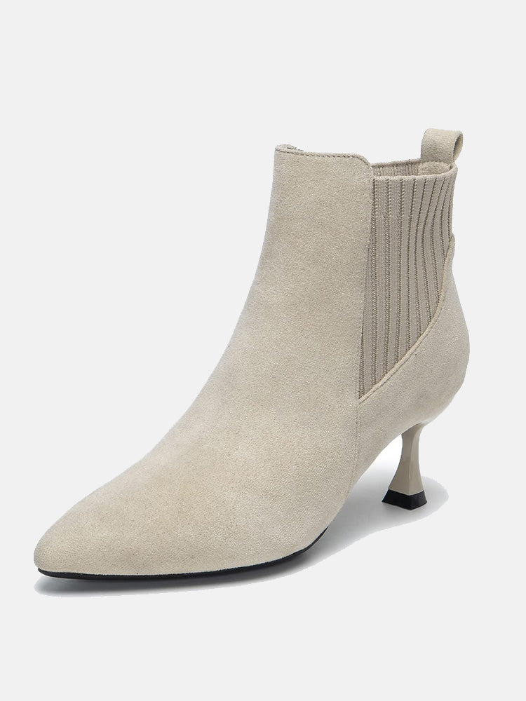 Suede Low Heel Ankle Boots