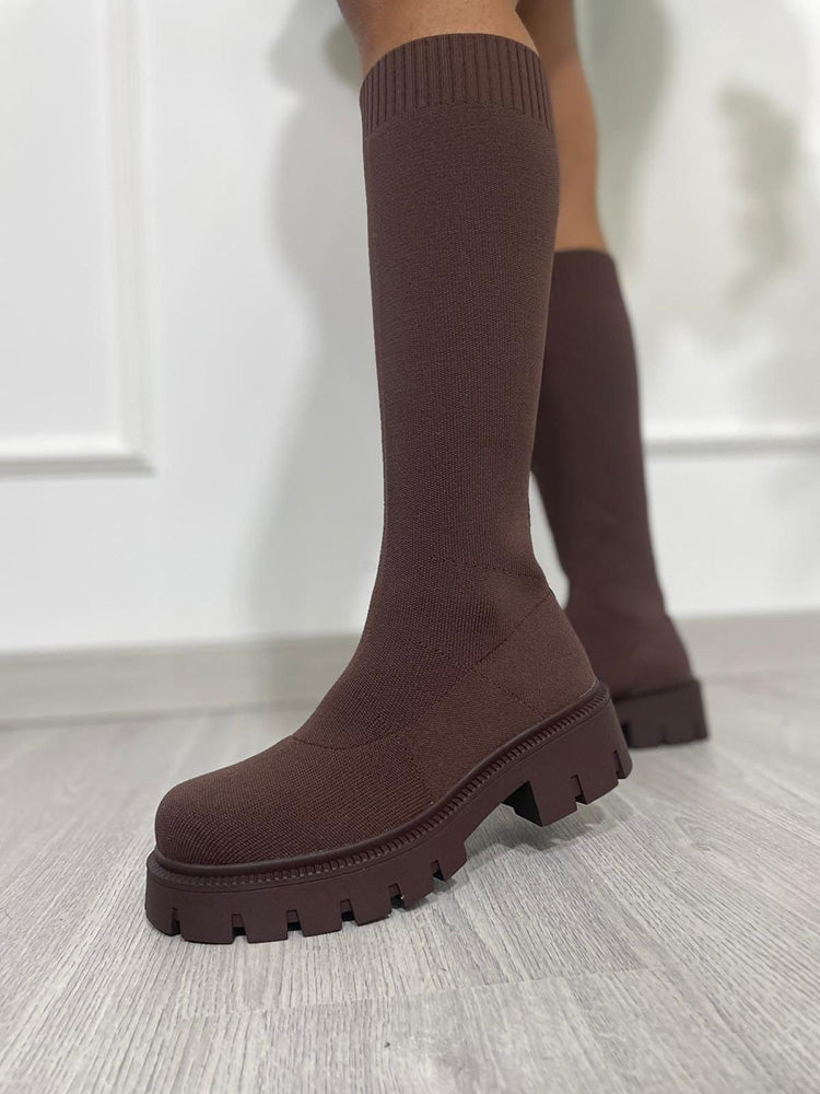 Knitted Flat Heel Sock Boots