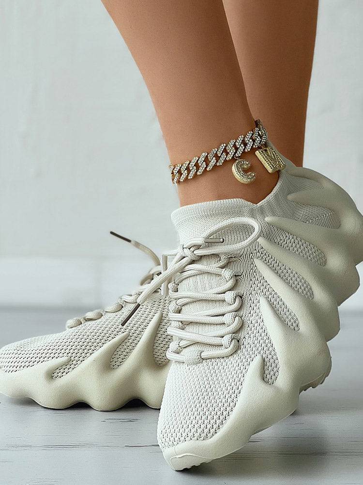 Laceup Knit Breathable Sneakers ECHOINE