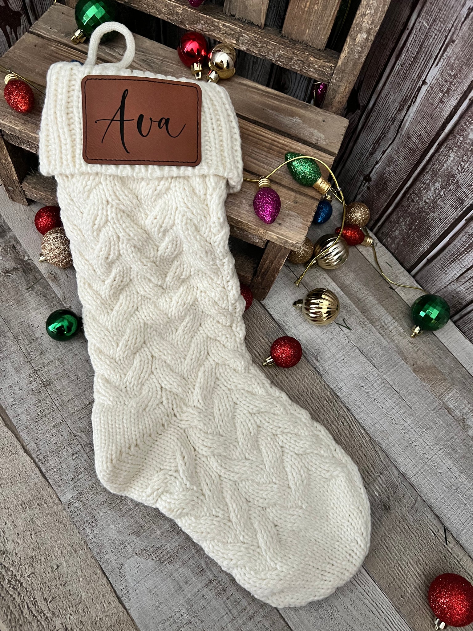 Personalized Cable Knit Stockings The Back Bay Mercantile Company