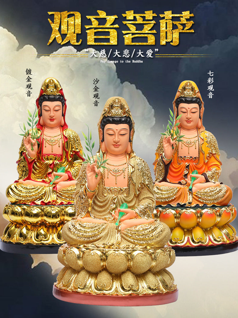 Bodhisattva Guan Yin Buddha Statue Colorful Resin Material Detail 1