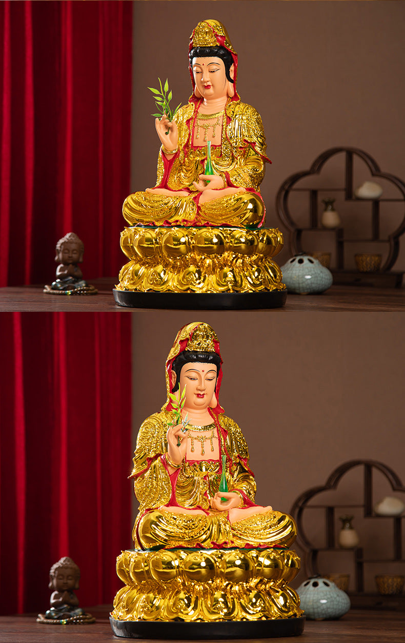 GuanYin Buddha Statue Resin Gilding Material Detail