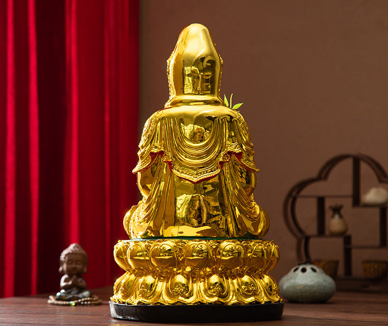 GuanYin Buddha Statue Resin Gilding Material Back Detail 2