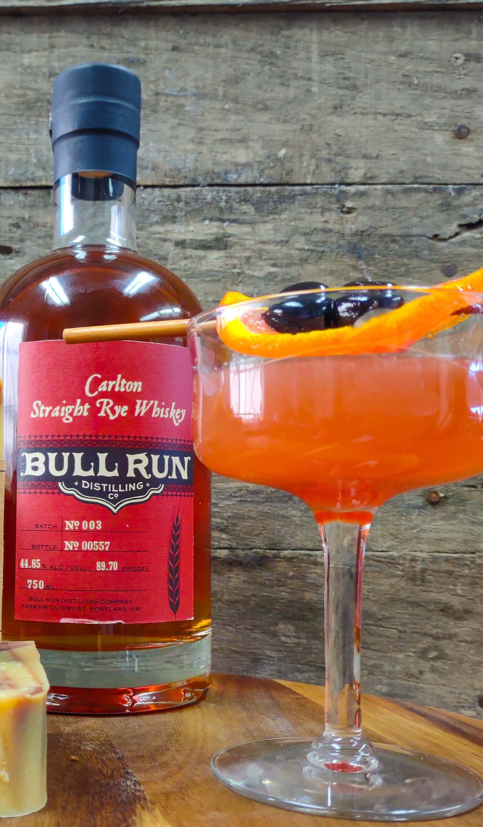 Bull Run Distillery Carlton Rye Whiskey - Taster's Club Exclusive cocktail