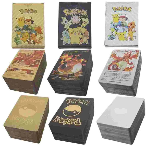 55Pcs/Box Pokemon Card German French Spanish English MAX Vstar GX Color  Energy Card Pikachu Rare Collection Battle Trainer Gifts