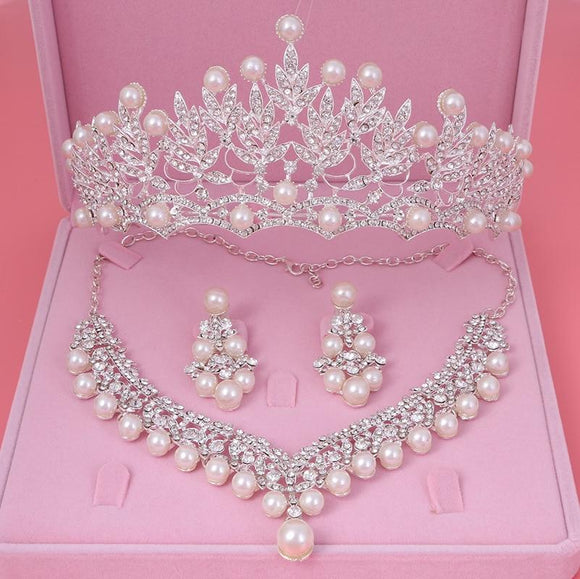 bride crystal pearl costume jewelry sets