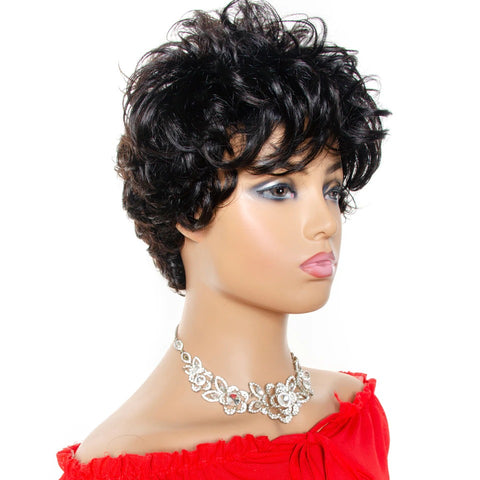 short human hair wigs with bangs