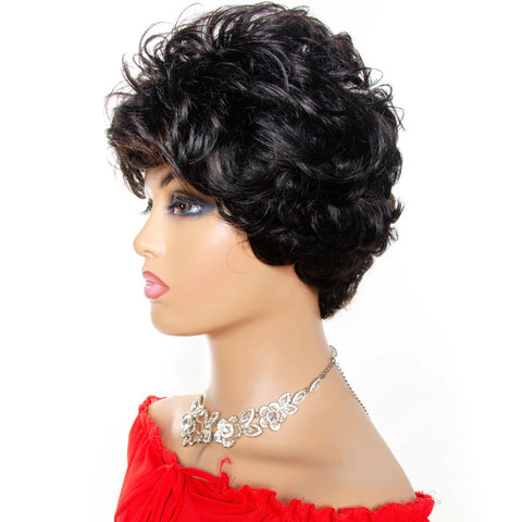 short human hair wigs with bangs