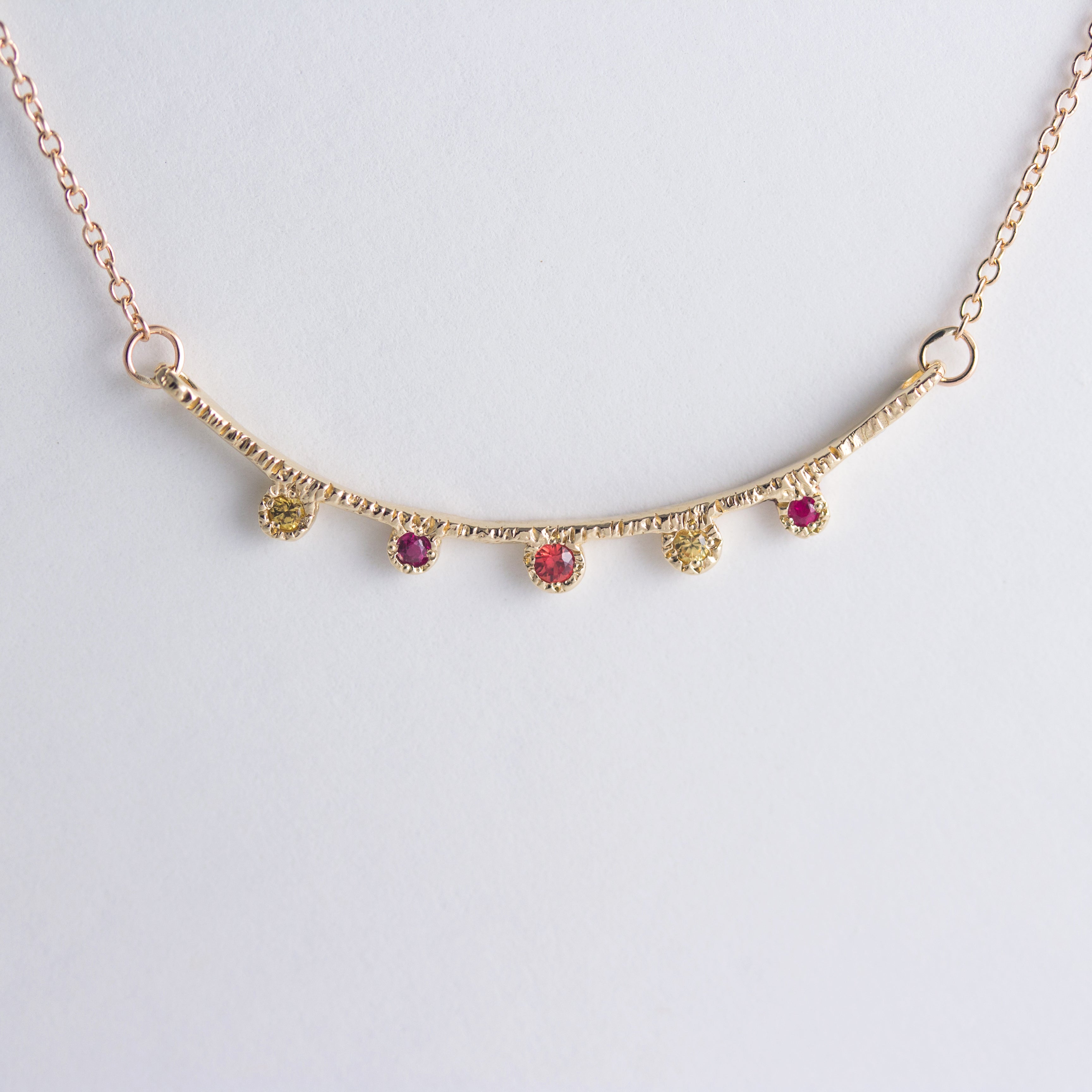 Arco Multi-gemstone Necklace in 14K Yellow Gold