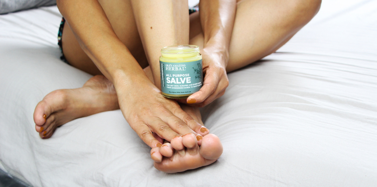 Ora's Amazing Herbal All Purpose Salve with foot and hand