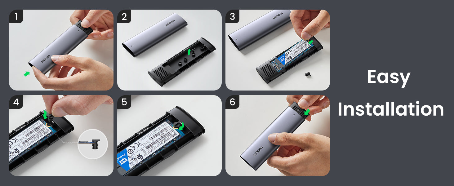 UGREEN M.2 NVMe SSD Enclosure, USB 3.2 GEN 2 10Gbps SSD Caddy