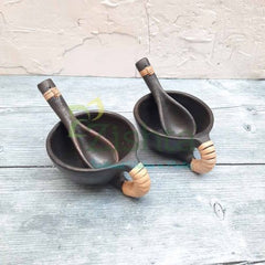 Manipuri Black Pottery-Soup Bowls-Zishta Traditional Cookware