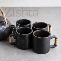 Manipuri Black Pottery Tea Cups-Zishta Traditional Cookware