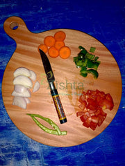 Neem Wood Chopping Board-Round-Zishta Traditional Kitchen Accessories