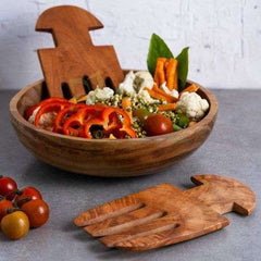 Neem Wood Salad Mixer-Zishta Traditional Kitchen Accessories