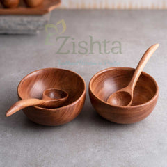 Neem Wood Soup Bowl-Zishta Traditional Kitchen Accessories