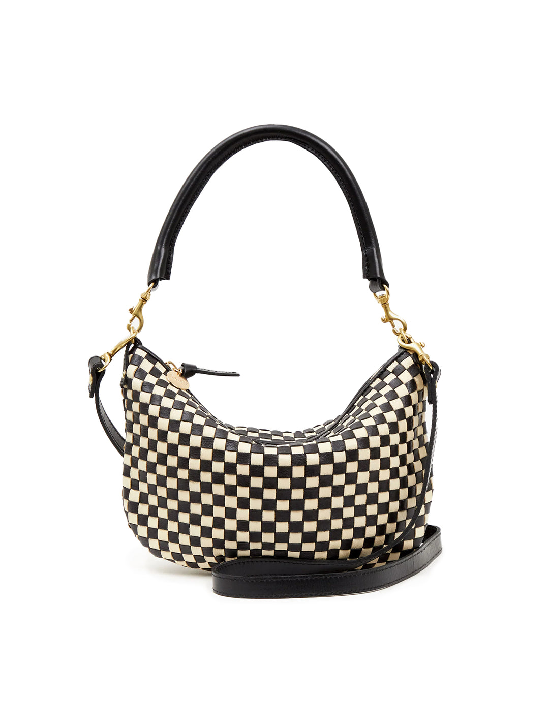 Natural Woven Checker Midi Sac